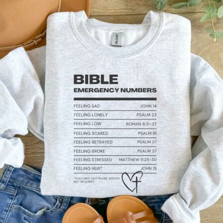 Bible Emergency Numbers, Christian Sweatshirt, Religious Sweatshirt, Bible Verse, Faith Sweatshirt