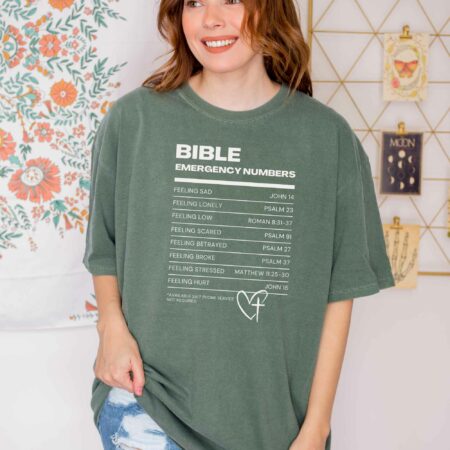 Bible Emergency Numbers, Christian T-shirt, Religious Shirt, Bible Verse Scripture Shirt, Faith Tee 2