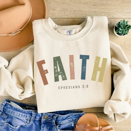 Faith Ephesians 2_8, Christian Sweatshirt, Religious Sweatshirt, Bible Verse, Faith Sweatshirt
