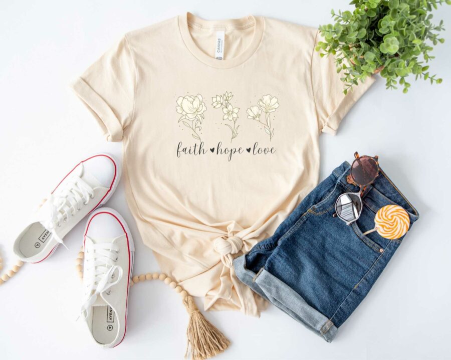 Faith Hope Love, Christian T-shirt, Religious Shirt, Bible Verse, Faith Shirt Tee